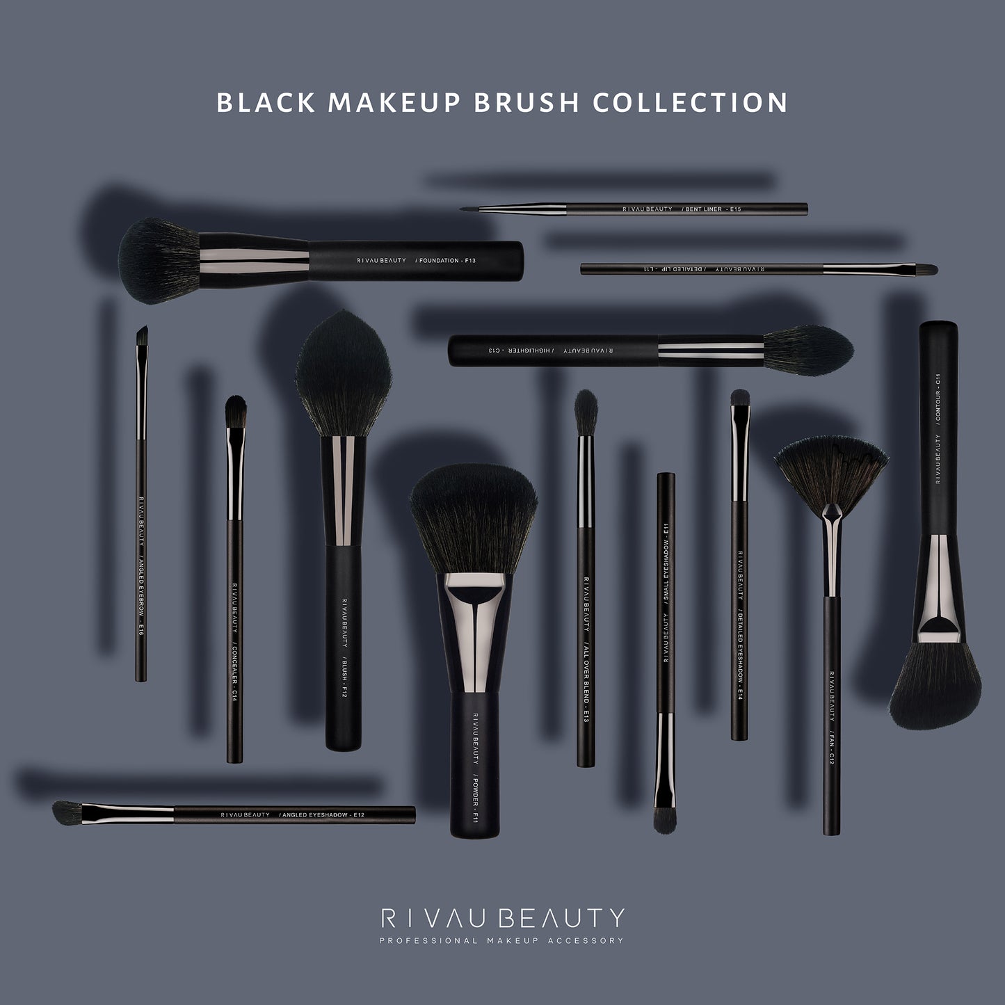 Rivau Beauty Black Makeup Brush Collection
