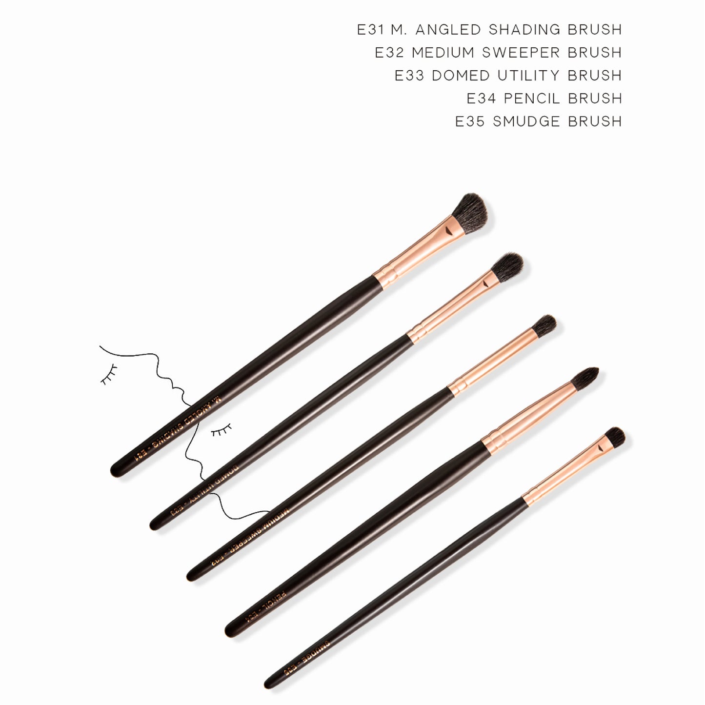 頂級灰鼠混羊毛眼部刷具5入組 / 眼影刷組 Rose Gold Makeup Brush / eyeshadow brush
