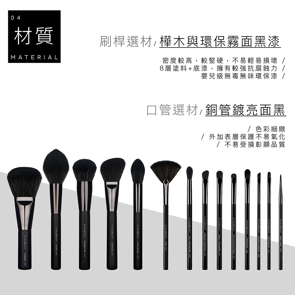 高級纖維混羊毛黑色系列 - 臉部刷具5隻組