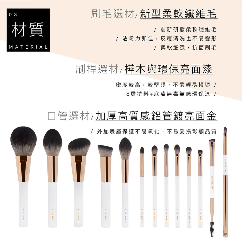 極簡白色系列｜新手眼影刷具三入組 E62＋E63＋E66