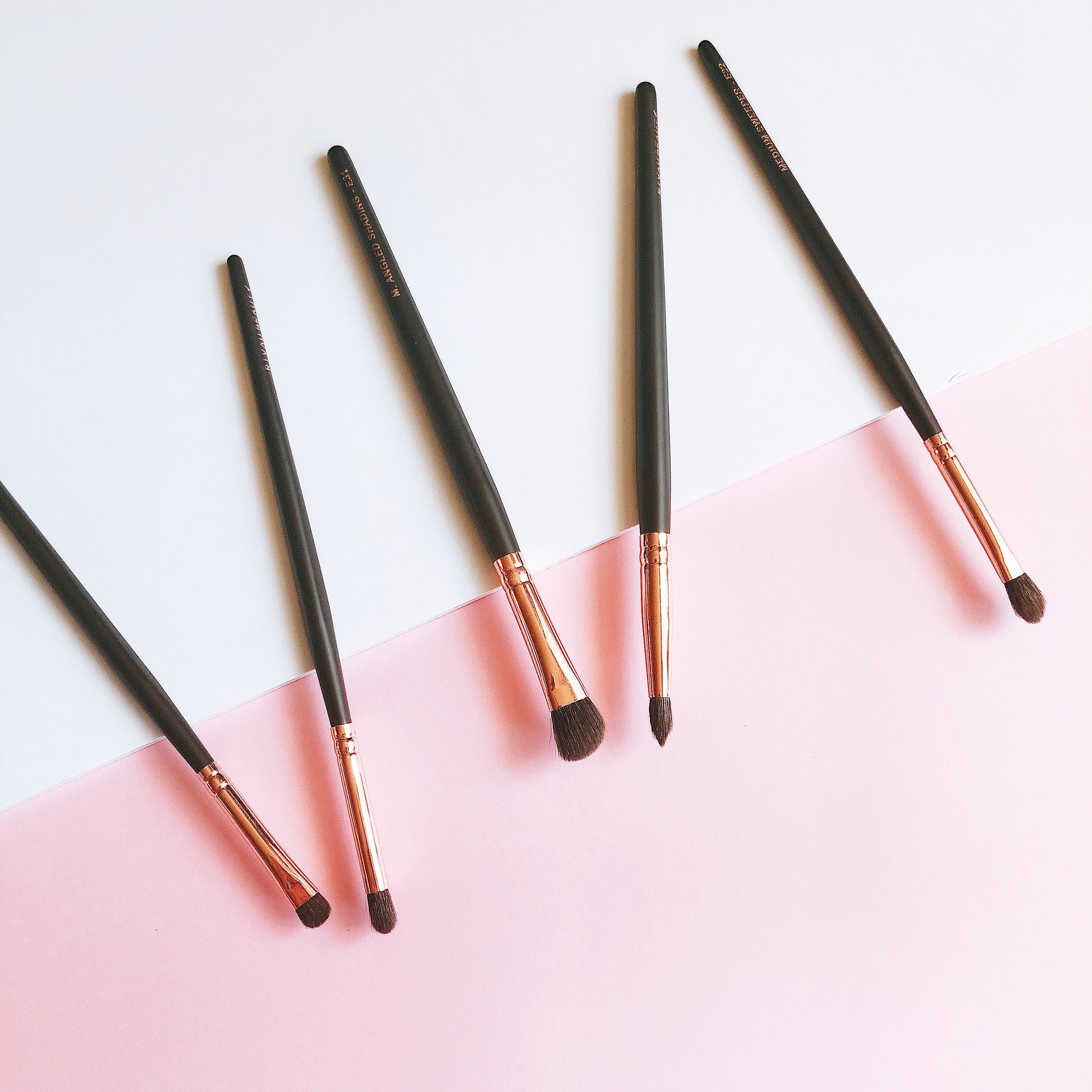 頂級灰鼠混羊毛眼部刷具5入組 / 眼影刷組 Rose Gold Makeup Brushes Set/ pro eyeshadow brush 