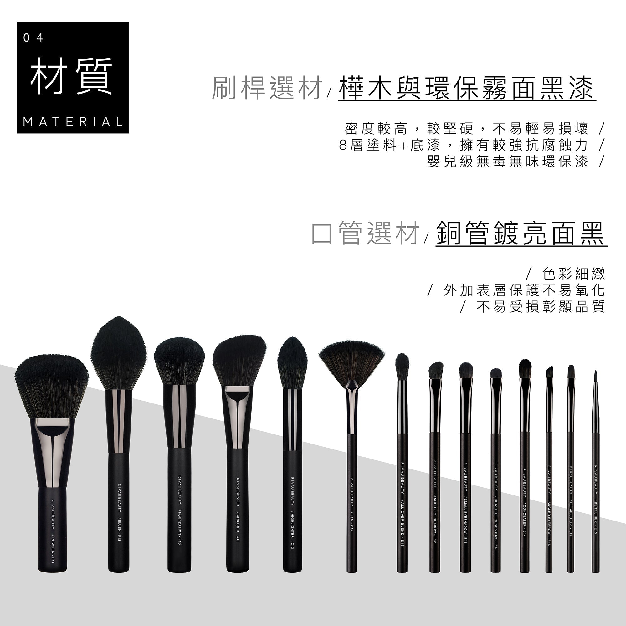 E12 斜角眼影刷 - 黑色系列