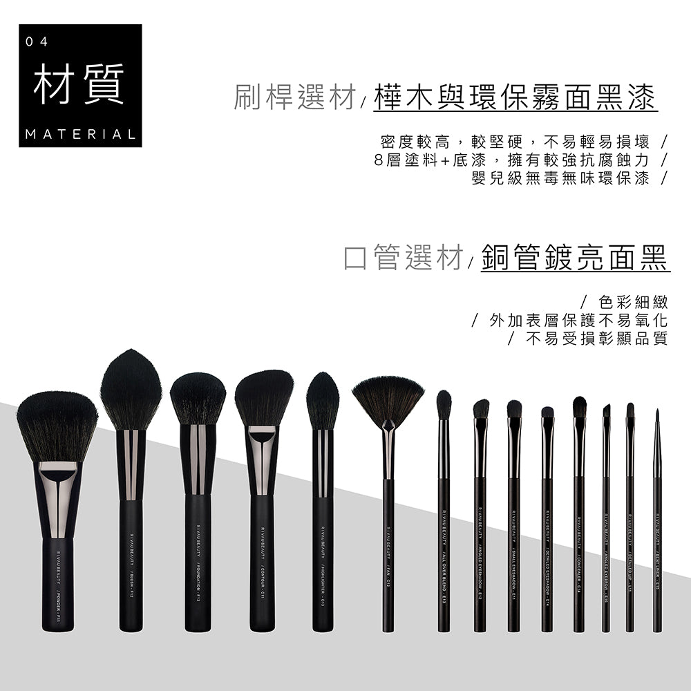 高級纖維混羊毛黑色系列 - 修容刷具3隻組